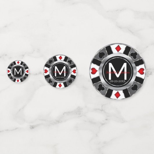 Wedding Casino Poker Chip - Silver & Black Konfetti (Rückseiten)