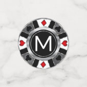 Wedding Casino Poker Chip - Silver & Black Konfetti (Klein Vorderseite)