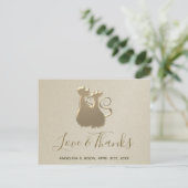 Wedding Cat Couple Golden Elegant Vielen Dank Postkarte (Stehend Vorderseite)