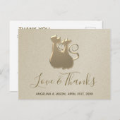 Wedding Cat Couple Golden Elegant Vielen Dank Postkarte (Vorne/Hinten)