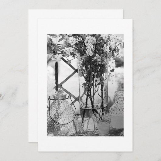 "WEDDING CENTERPIECE" SCHWARZE/WEISSE EINLADUNG (Vorne/Hinten)