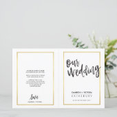 WEDDING CEREMONY PROGRAM gebürsteter Goldrahmen (Stehend Vorderseite)
