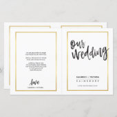 WEDDING CEREMONY PROGRAM gebürsteter Goldrahmen (Vorne/Hinten)