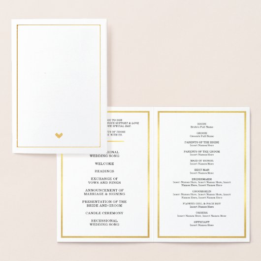 WEDDING CEREMONY PROGRAMM, einfach, stilvoll Folienkarte (Anzeige)