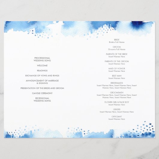 WEDDING CEREMONY stilvolle Aquarell coole Marinebl (Rückseite)