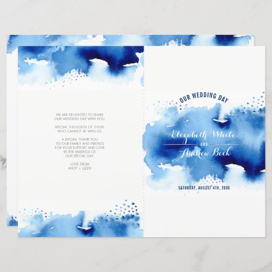 WEDDING CEREMONY stilvolle Aquarell coole Marinebl (Vorne/Hinten)