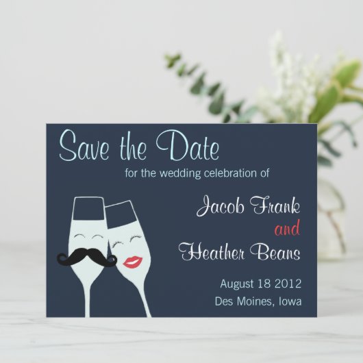 Wedding Champagne Toast Save the Date (Stehend Vorderseite)