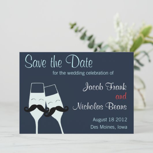 Wedding Champagne Toast Save the Date (Stehend Vorderseite)