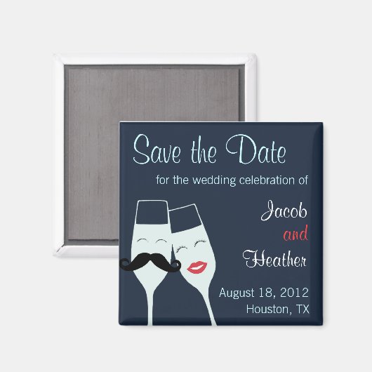 Wedding Champagne Toast Save the Date Magnet (Vorderseite/Rückseite)