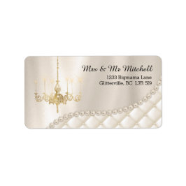 Wedding Chandelier Lighting Ivory Pearls Satin Adressaufkleber