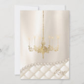 Wedding Chandelier Lighting Ivory Pearls Satin Einladung (Vorderseite)