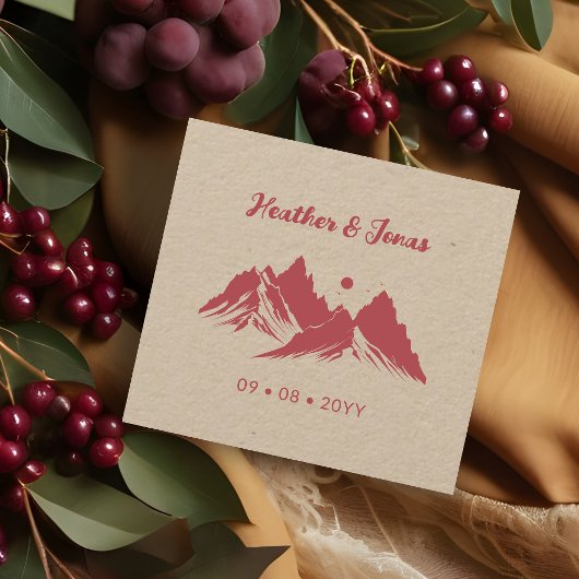 Wedding Cherished Rustic Mountains Landscape Gummistempel