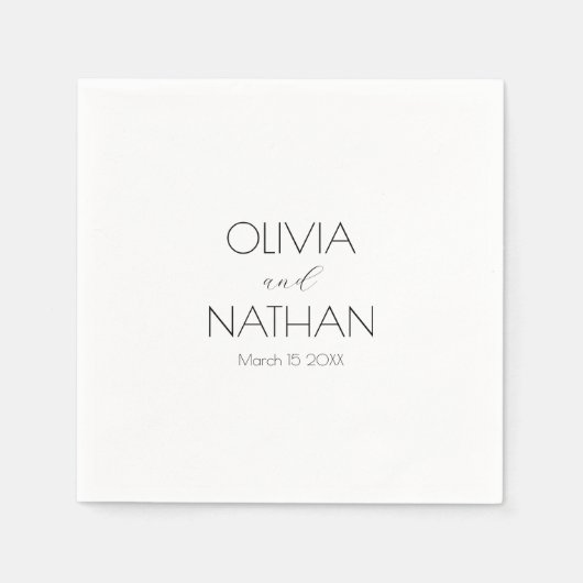 Wedding Chic Black Script Paper Napkin Serviette (Vorderseite)