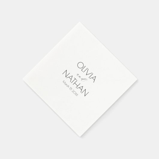 Wedding Chic Black Script Paper Napkin Serviette (Ecke)