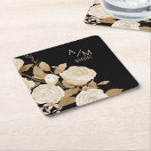 Wedding Chic Monogram Black Rechteckiger Pappuntersetzer (angewinkelt)