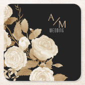 Wedding Chic Monogram Black Rechteckiger Pappuntersetzer (Vorderseite)
