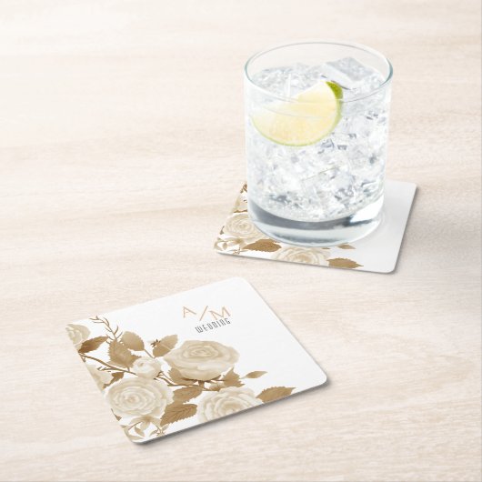 Wedding Chic Monogram Rechteckiger Pappuntersetzer (Vor Ort)