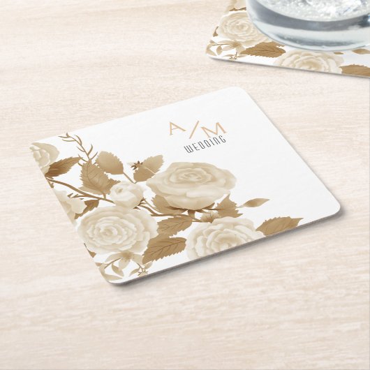 Wedding Chic Monogram Rechteckiger Pappuntersetzer (angewinkelt)