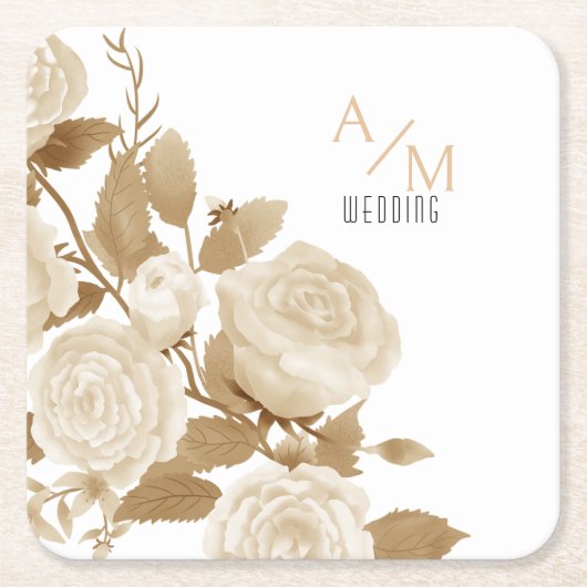 Wedding Chic Monogram Rechteckiger Pappuntersetzer (Vorderseite)