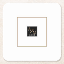 Wedding Chic Monogram Rechteckiger Pappuntersetzer