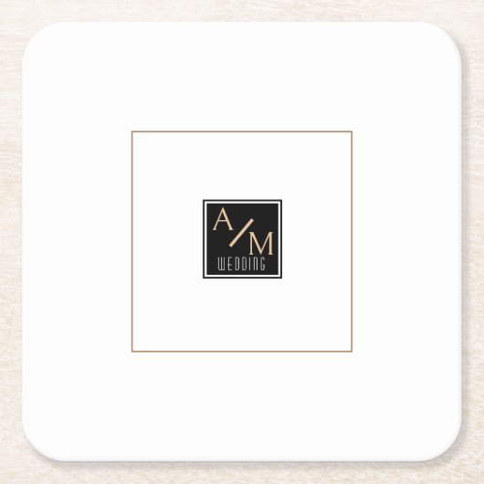 Wedding Chic Monogram Rechteckiger Pappuntersetzer (Vorderseite)