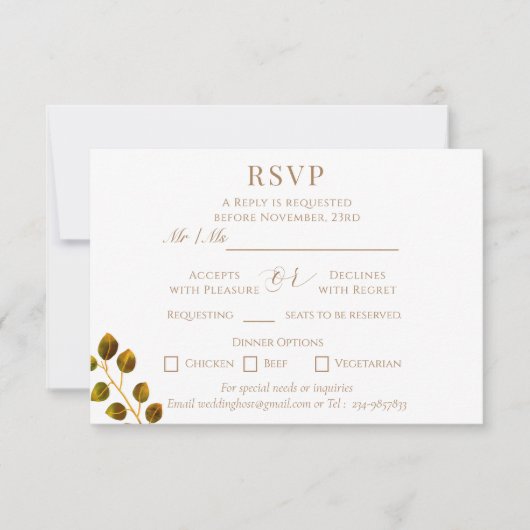 Wedding Chic Monogram RSVP Karte (Vorderseite)