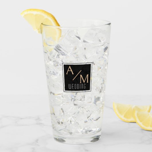 Wedding Chic Monogram White Glas (Vorderseite Ice)