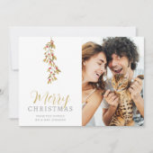 Wedding Christmas Exquisite Holly Branches Photo Save The Date (Vorderseite)