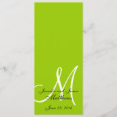 Wedding Church Program Monogram Apple Green White Programm (Vorderseite)