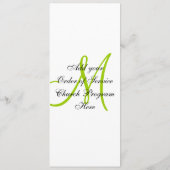 Wedding Church Program Monogram Apple Green White Programm (Rückseite)