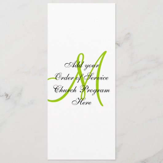 Wedding Church Program Monogram Apple Green White Programm (Rückseite)