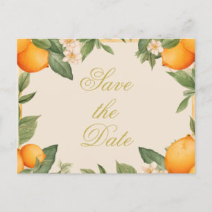 Wedding Citrus Summer Orange Elegant Save the Date Ankündigungspostkarte