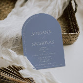 Wedding Classic Blue Simple Arch Shaped Einladung