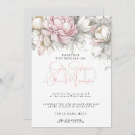 Wedding | Classic Modern Ivory and Blush Floral  Einladung