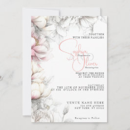 Wedding | Classic Modern Ivory and Blush Floral  Einladung