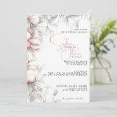 Wedding | Classic Modern Ivory and Blush Floral  Einladung (Stehend Vorderseite)