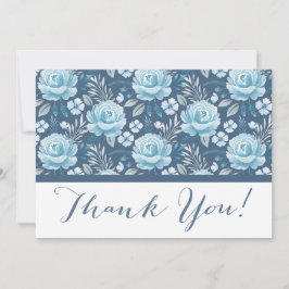 Wedding Classic Navy Blue Floral Dankeschön Karte