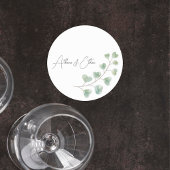 Wedding Coaster with Eucalyptus Leaves Runder Pappuntersetzer