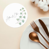 Wedding Coaster with Eucalyptus Leaves Runder Pappuntersetzer