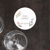 Wedding Coaster with Romantic Botanical Design Runder Pappuntersetzer