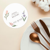 Wedding Coaster with Romantic Botanical Design Runder Pappuntersetzer
