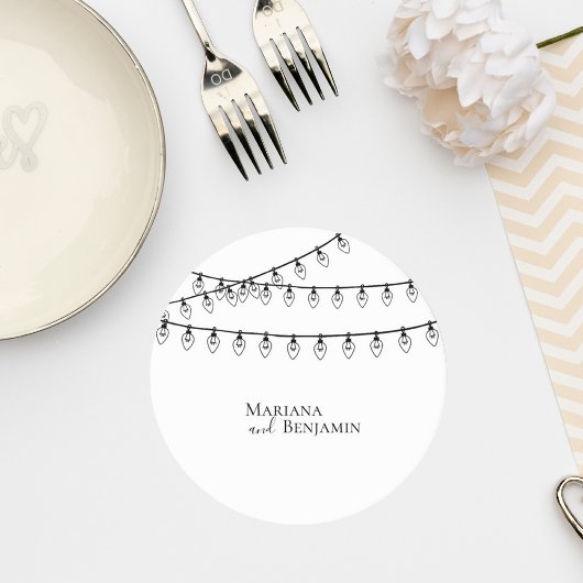 Wedding Coaster with String Lights Runder Pappuntersetzer
