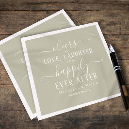 Wedding Cocktail Cheers Typografie Sage Green Serviette