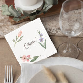 Wedding Cocktail Napkin with Botanical Design Serviette