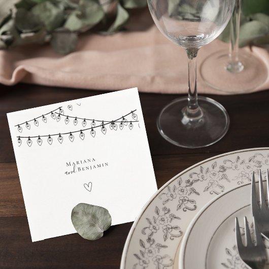 Wedding Cocktail Napkin with String Lights Serviette