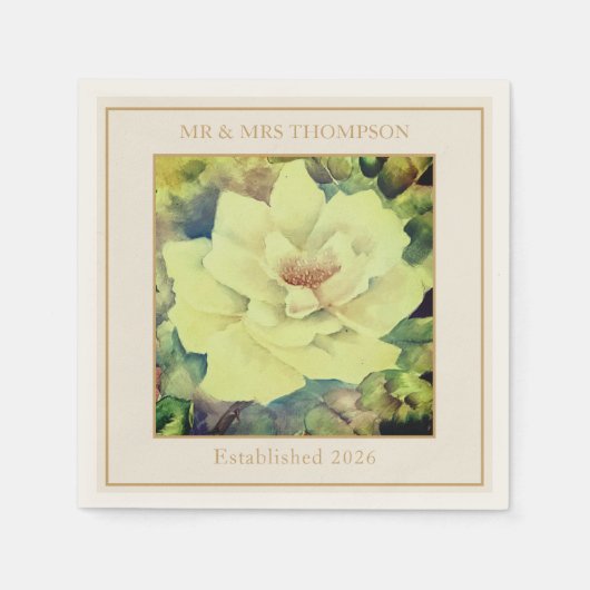 Wedding Cocktail Napkins | Lemon Rose Floral  Serviette (Vorderseite)