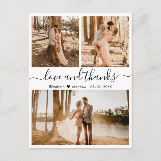 Wedding Collage Liebe und vielen Dank an Sie Postkarte (Vorderseite)