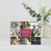 Wedding Collage Vielen Dank Postcard - Burgundy Postkarte (Stehend Vorderseite)