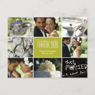 Wedding Collage Vielen Dank Postcard - Chartreuse Postkarte