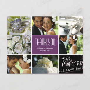 Wedding Collage Vielen Dank Postcard - Lila Postkarte